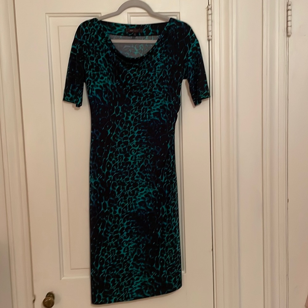 BCBGMaxAzria boat neck leopard print dress